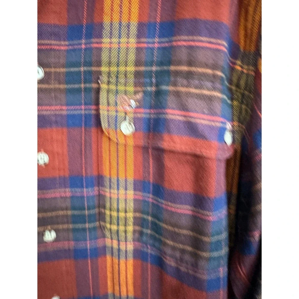 Willis & Geiger‎ Flannel Shirt Mens Medium Plaid Elbow Patch Outdoor Heritage